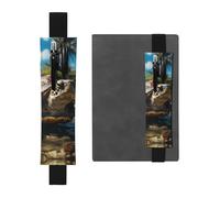 LHCVSFGW Elastic Pen Holder for Notebook Bookmark PU Leather Pencil Holder with Adjustable Band Pen Sleeve Pouch Big turtle and palm trees Pencil Case Pencil Pouch for Planners Binders Books