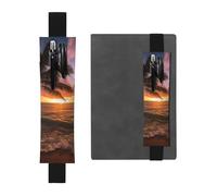 LHCVSFGW Elastic Pen Holder for Notebook Bookmark PU Leather Pencil Holder with Adjustable Band Pen Sleeve Pouch Palm Tree Sunset Beach Pencil Case Pencil Pouch for Planners Binders Books