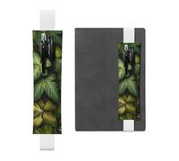 LHCVSFGW Elastic Pen Holder for Notebook Bookmark PU Leather Pencil Holder with Adjustable Band Pen Sleeve Pouch Green leaves and plants Pencil Case Pencil Pouch for Planners Binders Books