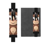 LHCVSFGW Elastic Pen Holder for Notebook Bookmark PU Leather Pencil Holder with Adjustable Band Pen Sleeve Pouch Cartoon brown monkey Pencil Case Pencil Pouch for Planners Binders Books