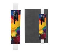 LHCVSFGW Elastic Pen Holder for Notebook Bookmark PU Leather Pencil Holder with Adjustable Band Pen Sleeve Pouch Colorful Paint Splatter Art Pencil Case Pencil Pouch for Planners Binders Books