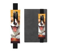 LHCVSFGW Elastic Pen Holder for Notebook Bookmark PU Leather Pencil Holder with Adjustable Band Pen Sleeve Pouch Cute corgi dog Pencil Case Pencil Pouch for Planners Binders Books