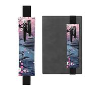 LHCVSFGW Elastic Pen Holder for Notebook Bookmark PU Leather Pencil Holder with Adjustable Band Pen Sleeve Pouch Flower Japanese Style Pencil Case Pencil Pouch for Planners Binders Books
