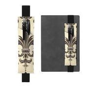 LHCVSFGW Elastic Pen Holder for Notebook Bookmark PU Leather Pencil Holder with Adjustable Band Pen Sleeve Pouch Fleur-de-Lis and Coat Arms Knight Pencil Case Pencil Pouch for Planners Binders Books