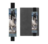 LHCVSFGW Elastic Pen Holder for Notebook Bookmark PU Leather Pencil Holder with Adjustable Band Pen Sleeve Pouch White horse running on the sea Pencil Case Pencil Pouch for Planners Binders Books