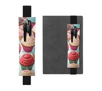 LHCVSFGW Elastic Pen Holder for Notebook Bookmark PU Leather Pencil Holder with Adjustable Band Pen Sleeve Pouch Lollipop Cupcake Donut Pencil Case Pencil Pouch for Planners Binders Books