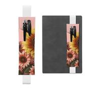 LHCVSFGW Elastic Pen Holder for Notebook Bookmark PU Leather Pencil Holder with Adjustable Band Pen Sleeve Pouch Big sunflower Pencil Case Pencil Pouch for Planners Binders Books