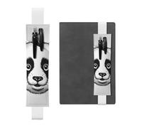 LHCVSFGW Elastic Pen Holder for Notebook Bookmark PU Leather Pencil Holder with Adjustable Band Pen Sleeve Pouch Anime Panda Face Pencil Case Pencil Pouch for Planners Binders Books