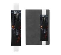 LHCVSFGW Elastic Pen Holder for Notebook Bookmark PU Leather Pencil Holder with Adjustable Band Pen Sleeve Pouch Big black wolf with red eyes Pencil Case Pencil Pouch for Planners Binders Books