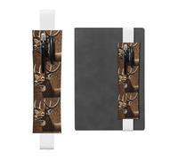 LHCVSFGW Elastic Pen Holder for Notebook Bookmark PU Leather Pencil Holder with Adjustable Band Pen Sleeve Pouch Deer on brown background Pencil Case Pencil Pouch for Planners Binders Books