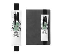 LHCVSFGW Elastic Pen Holder for Notebook Bookmark PU Leather Pencil Holder with Adjustable Band Pen Sleeve Pouch Line robot Pencil Case Pencil Pouch for Planners Binders Books