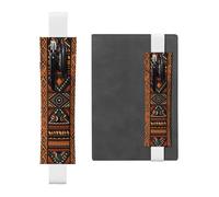 LHCVSFGW Elastic Pen Holder for Notebook Bookmark PU Leather Pencil Holder with Adjustable Band Pen Sleeve Pouch Traditional african design pattern Pencil Case Pencil Pouch for Planners Binders Books