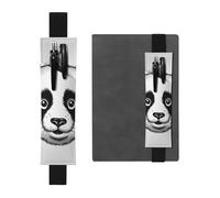 LHCVSFGW Elastic Pen Holder for Notebook Bookmark PU Leather Pencil Holder with Adjustable Band Pen Sleeve Pouch Anime Panda Face Pencil Case Pencil Pouch for Planners Binders Books