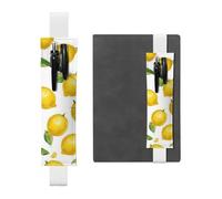 LHCVSFGW Elastic Pen Holder for Notebook Bookmark PU Leather Pencil Holder with Adjustable Band Pen Sleeve Pouch Yellow Lemon Pencil Case Pencil Pouch for Planners Binders Books