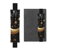 LHCVSFGW Elastic Pen Holder for Notebook Bookmark PU Leather Pencil Holder with Adjustable Band Pen Sleeve Pouch Golden stars and moon Pencil Case Pencil Pouch for Planners Binders Books