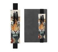 LHCVSFGW Elastic Pen Holder for Notebook Bookmark PU Leather Pencil Holder with Adjustable Band Pen Sleeve Pouch Year of the Tiger Face Pencil Case Pencil Pouch for Planners Binders Books