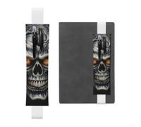 LHCVSFGW Elastic Pen Holder for Notebook Bookmark PU Leather Pencil Holder with Adjustable Band Pen Sleeve Pouch Cool Evil Skull Pencil Case Pencil Pouch for Planners Binders Books