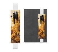 LHCVSFGW Elastic Pen Holder for Notebook Bookmark PU Leather Pencil Holder with Adjustable Band Pen Sleeve Pouch Bees and Sunflowers Pencil Case Pencil Pouch for Planners Binders Books
