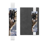 LHCVSFGW Elastic Pen Holder for Notebook Bookmark PU Leather Pencil Holder with Adjustable Band Pen Sleeve Pouch A wolf Standing in a Snow Pencil Case Pencil Pouch for Planners Binders Books