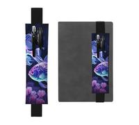 LHCVSFGW Elastic Pen Holder for Notebook Bookmark PU Leather Pencil Holder with Adjustable Band Pen Sleeve Pouch Two Blue Fish Pencil Case Pencil Pouch for Planners Binders Books