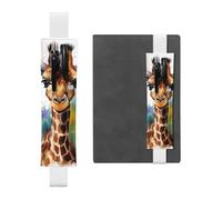 LHCVSFGW Elastic Pen Holder for Notebook Bookmark PU Leather Pencil Holder with Adjustable Band Pen Sleeve Pouch Cute giraffe watercolor Pencil Case Pencil Pouch for Planners Binders Books