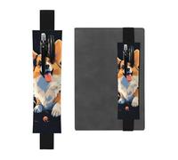 LHCVSFGW Elastic Pen Holder for Notebook Bookmark PU Leather Pencil Holder with Adjustable Band Pen Sleeve Pouch Corgi dog on dark background Pencil Case Pencil Pouch for Planners Binders Books