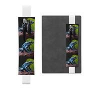 LHCVSFGW Elastic Pen Holder for Notebook Bookmark PU Leather Pencil Holder with Adjustable Band Pen Sleeve Pouch Dart Frog Blue Pencil Case Pencil Pouch for Planners Binders Books