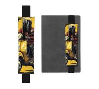 LHCVSFGW Elastic Pen Holder for Notebook Bookmark PU Leather Pencil Holder with Adjustable Band Pen Sleeve Pouch Scooter Man Pencil Case Pencil Pouch for Planners Binders Books
