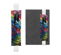 LHCVSFGW Elastic Pen Holder for Notebook Bookmark PU Leather Pencil Holder with Adjustable Band Pen Sleeve Pouch Colorful of Dragons Pencil Case Pencil Pouch for Planners Binders Books