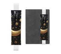 LHCVSFGW Elastic Pen Holder for Notebook Bookmark PU Leather Pencil Holder with Adjustable Band Pen Sleeve Pouch Golden stars and moon Pencil Case Pencil Pouch for Planners Binders Books
