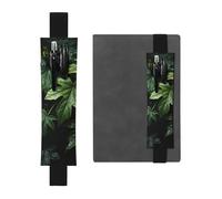 LHCVSFGW Elastic Pen Holder for Notebook Bookmark PU Leather Pencil Holder with Adjustable Band Pen Sleeve Pouch Green Leaves Pattern Pencil Case Pencil Pouch for Planners Binders Books