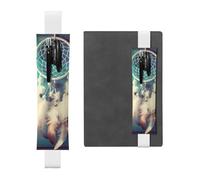 LHCVSFGW Elastic Pen Holder for Notebook Bookmark PU Leather Pencil Holder with Adjustable Band Pen Sleeve Pouch White dream catcher feather Pencil Case Pencil Pouch for Planners Binders Books