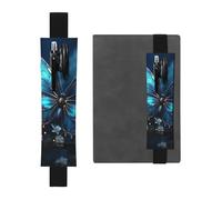 LHCVSFGW Elastic Pen Holder for Notebook Bookmark PU Leather Pencil Holder with Adjustable Band Pen Sleeve Pouch Blue Butterfly and Moon Pencil Case Pencil Pouch for Planners Binders Books