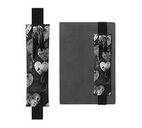 LHCVSFGW Elastic Pen Holder for Notebook Bookmark PU Leather Pencil Holder with Adjustable Band Pen Sleeve Pouch Black and White Heart Shape Pencil Case Pencil Pouch for Planners Binders Books