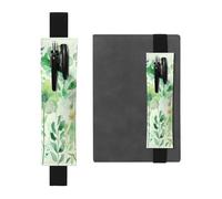 LHCVSFGW Elastic Pen Holder for Notebook Bookmark PU Leather Pencil Holder with Adjustable Band Pen Sleeve Pouch Watercolor Green Flowers Pencil Case Pencil Pouch for Planners Binders Books
