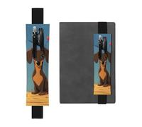 LHCVSFGW Elastic Pen Holder for Notebook Bookmark PU Leather Pencil Holder with Adjustable Band Pen Sleeve Pouch Two dachshunds Pencil Case Pencil Pouch for Planners Binders Books