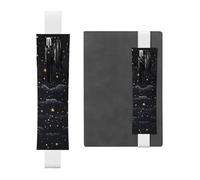 LHCVSFGW Elastic Pen Holder for Notebook Bookmark PU Leather Pencil Holder with Adjustable Band Pen Sleeve Pouch Stars and Moon Pencil Case Pencil Pouch for Planners Binders Books