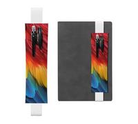 LHCVSFGW Elastic Pen Holder for Notebook Bookmark PU Leather Pencil Holder with Adjustable Band Pen Sleeve Pouch Fantastic Parrot Feather Pencil Case Pencil Pouch for Planners Binders Books