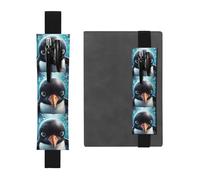 LHCVSFGW Elastic Pen Holder for Notebook Bookmark PU Leather Pencil Holder with Adjustable Band Pen Sleeve Pouch Big Eyed Penguin Pencil Case Pencil Pouch for Planners Binders Books