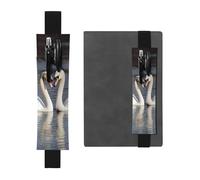 LHCVSFGW Elastic Pen Holder for Notebook Bookmark PU Leather Pencil Holder with Adjustable Band Pen Sleeve Pouch Romantic White Swan Pencil Case Pencil Pouch for Planners Binders Books