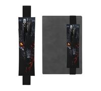 LHCVSFGW Elastic Pen Holder for Notebook Bookmark PU Leather Pencil Holder with Adjustable Band Pen Sleeve Pouch Big black wolf with red eyes Pencil Case Pencil Pouch for Planners Binders Books