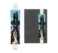 LHCVSFGW Elastic Pen Holder for Notebook Bookmark PU Leather Pencil Holder with Adjustable Band Pen Sleeve Pouch A large group of dogs Pencil Case Pencil Pouch for Planners Binders Books