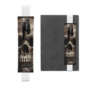 LHCVSFGW Elastic Pen Holder for Notebook Bookmark PU Leather Pencil Holder with Adjustable Band Pen Sleeve Pouch Leather Rose Skull Pencil Case Pencil Pouch for Planners Binders Books