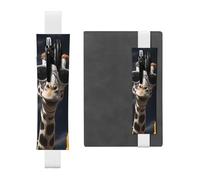 LHCVSFGW Elastic Pen Holder for Notebook Bookmark PU Leather Pencil Holder with Adjustable Band Pen Sleeve Pouch Three giraffes wearing sunglasses Pencil Case Pencil Pouch for Planners Binders Books