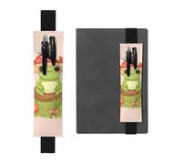LHCVSFGW Elastic Pen Holder for Notebook Bookmark PU Leather Pencil Holder with Adjustable Band Pen Sleeve Pouch Cute frogs and mushrooms Pencil Case Pencil Pouch for Planners Binders Books