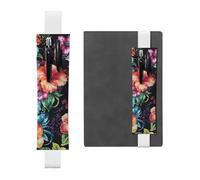 LHCVSFGW Elastic Pen Holder for Notebook Bookmark PU Leather Pencil Holder with Adjustable Band Pen Sleeve Pouch Beautiful Hibiscus Flower Pencil Case Pencil Pouch for Planners Binders Books