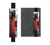 LHCVSFGW Elastic Pen Holder for Notebook Bookmark PU Leather Pencil Holder with Adjustable Band Pen Sleeve Pouch England UK Retro London Telephone Pencil Case Pencil Pouch for Planners Binders Books