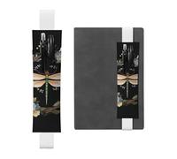 LHCVSFGW Elastic Pen Holder for Notebook Bookmark PU Leather Pencil Holder with Adjustable Band Pen Sleeve Pouch Image of dragonfly in wreath Pencil Case Pencil Pouch for Planners Binders Books