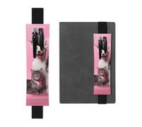 LHCVSFGW Elastic Pen Holder for Notebook Bookmark PU Leather Pencil Holder with Adjustable Band Pen Sleeve Pouch Dogs and Cats Pencil Case Pencil Pouch for Planners Binders Books