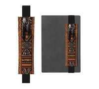 LHCVSFGW Elastic Pen Holder for Notebook Bookmark PU Leather Pencil Holder with Adjustable Band Pen Sleeve Pouch Traditional african design pattern Pencil Case Pencil Pouch for Planners Binders Books